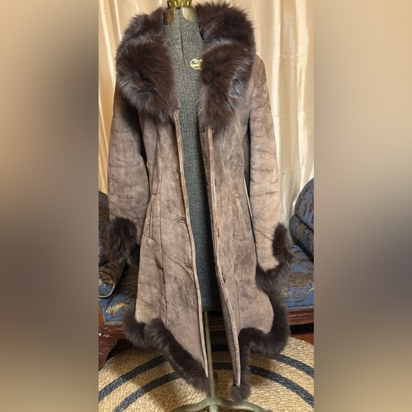 Knowles & Carter London - Vintage 1970s sheepskin coat with fur collar - size S - Picture 2 of 13
